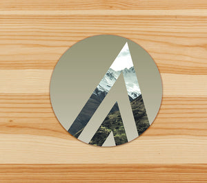 Snowy Mountain Ascend Icon on Palm Tree Olive Green - Vinyl Sticker