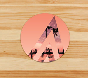 "Sunset on the Beach" Ascend Icon on California Coral - Vinyl Sticker