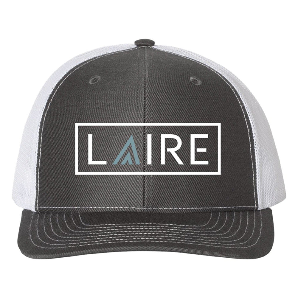 LAIRE Trucker Hat - Charcoal with Denim Blue Icon