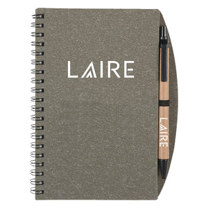 Eco-Inspired Spiral Notebook and Pen - Gray